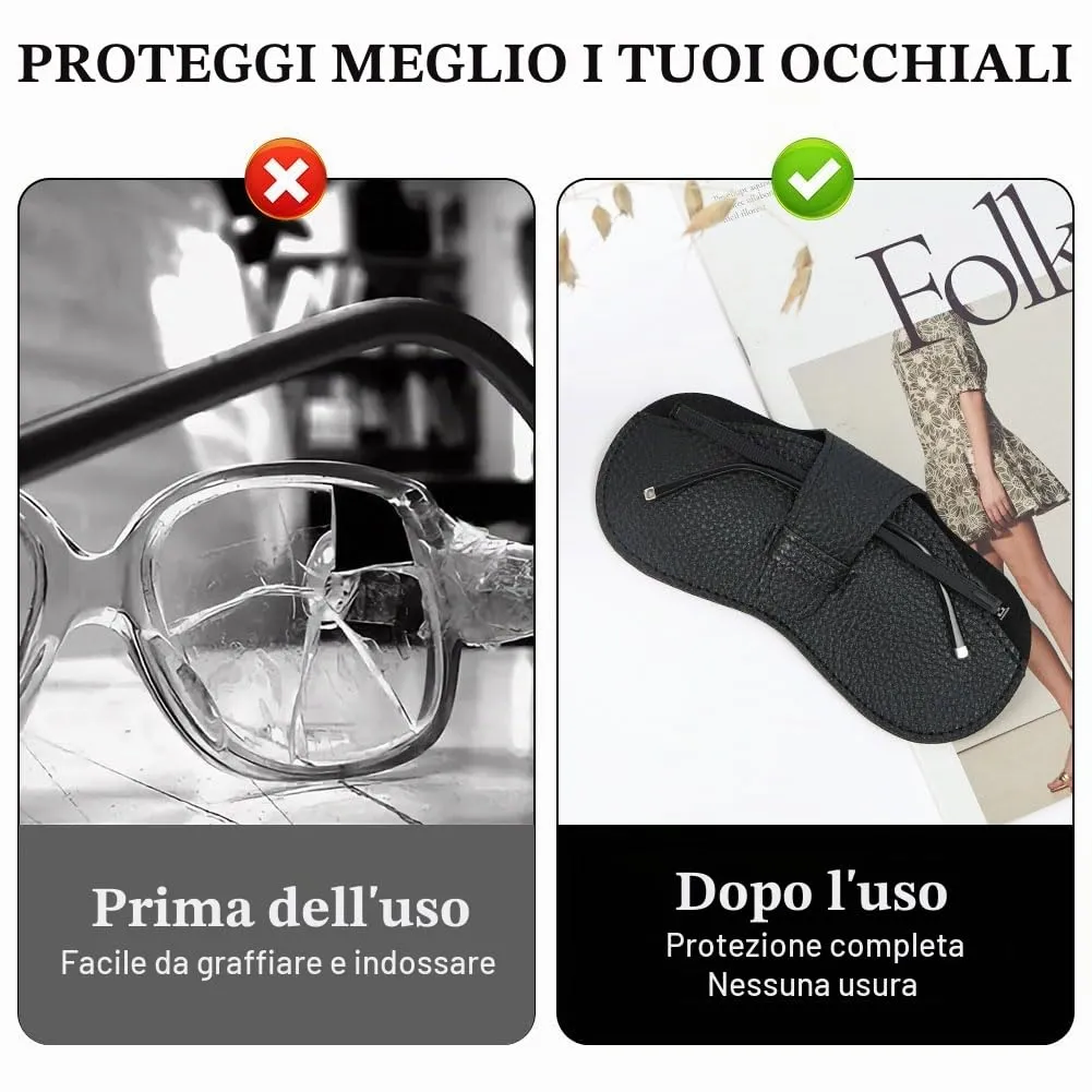 BUTBU Custodia Occhiali Morbida in Pelle PU, Nero - immagine 6