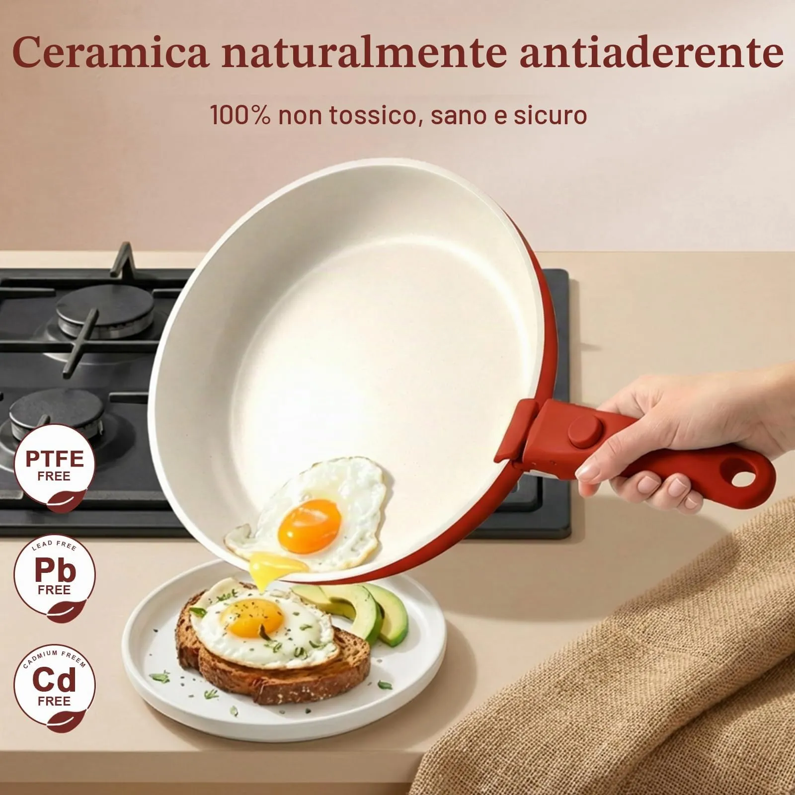 GiPP Set di Padelle Antiaderente 11 Pezzi, Compatibile Induzione, Rossa - immagine 4
