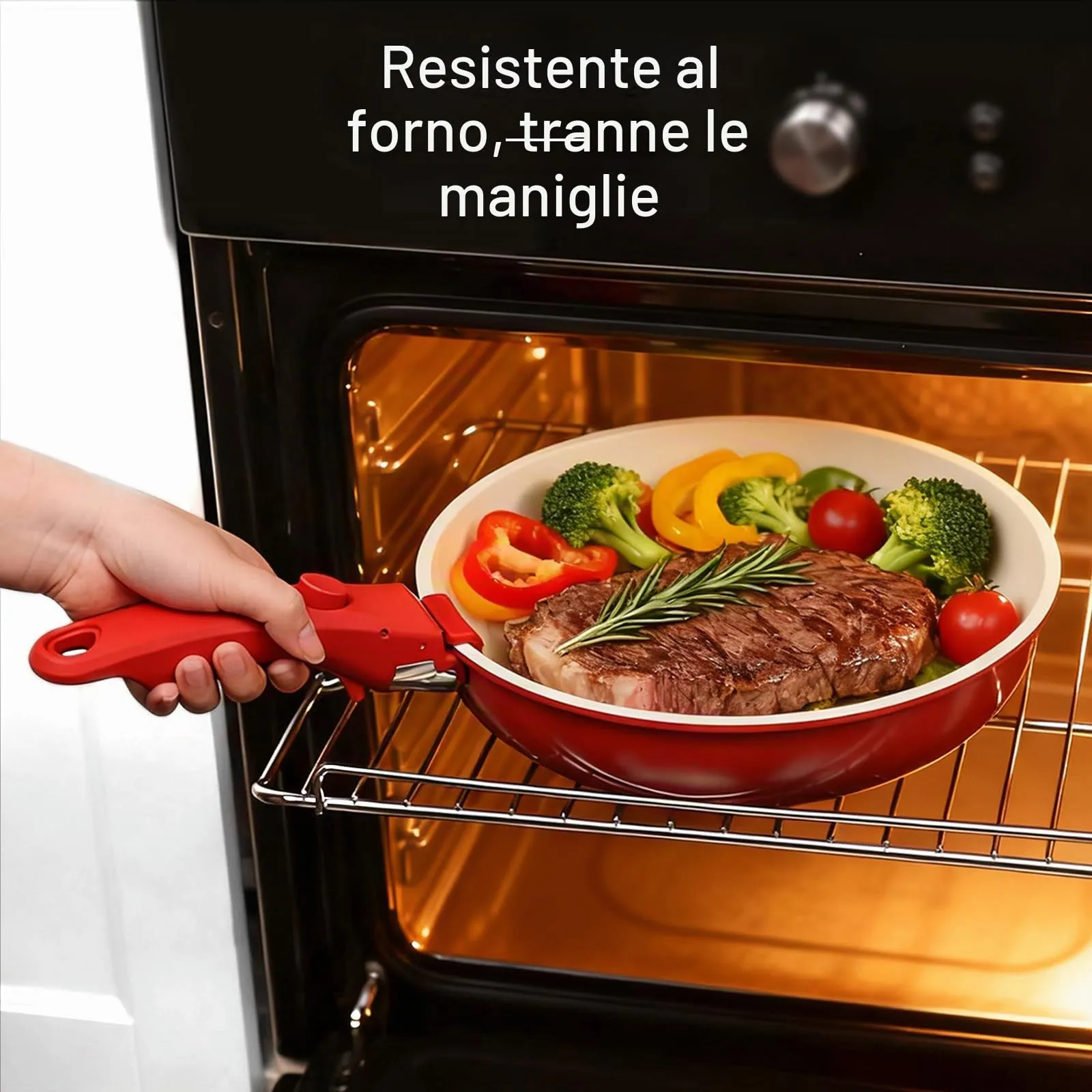 GiPP Set di Padelle Antiaderente 11 Pezzi, Compatibile Induzione, Rossa - immagine 7