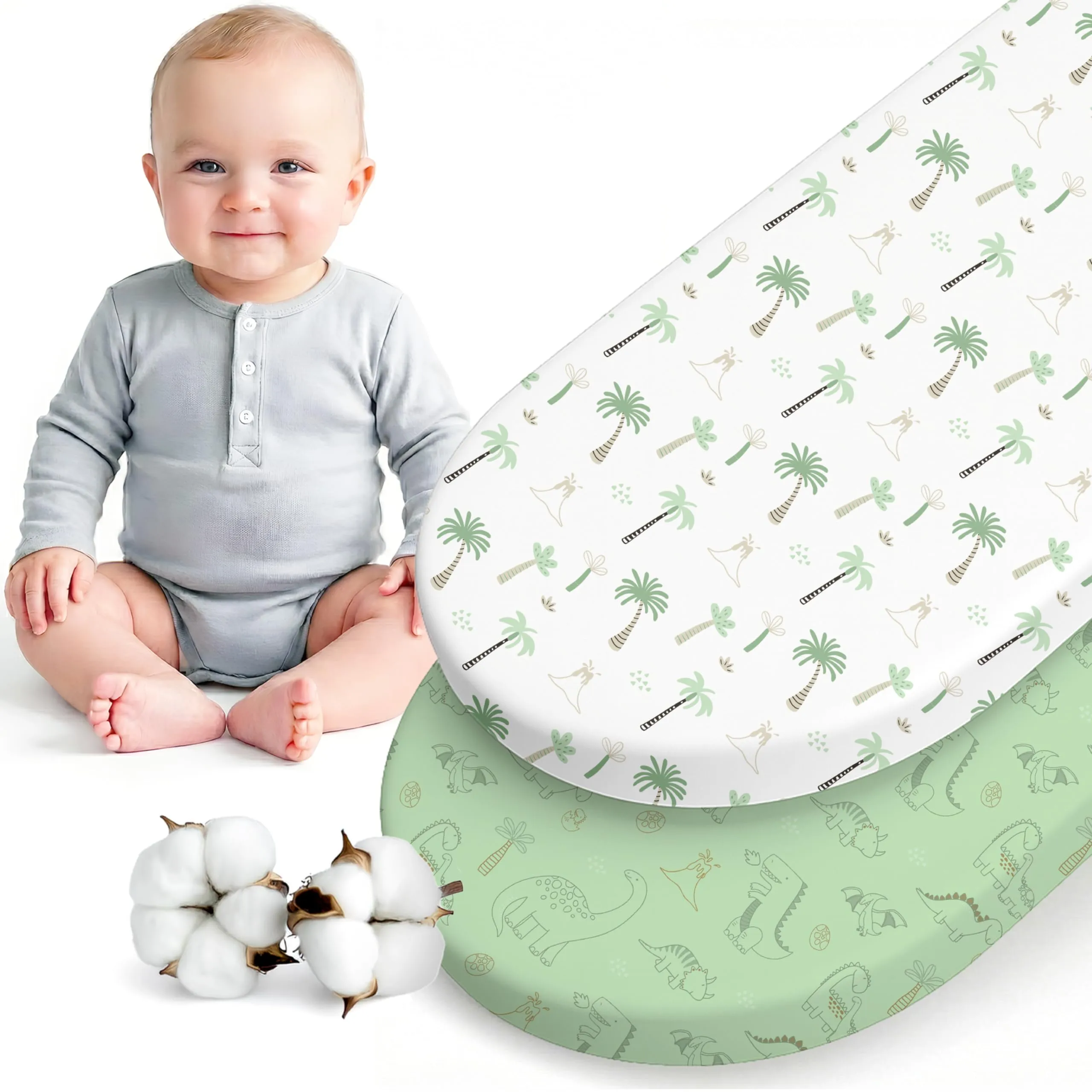 Dreamzie Set da 2 Lenzuola Culla 40x80 cm, 100% Cotone - immagine 1