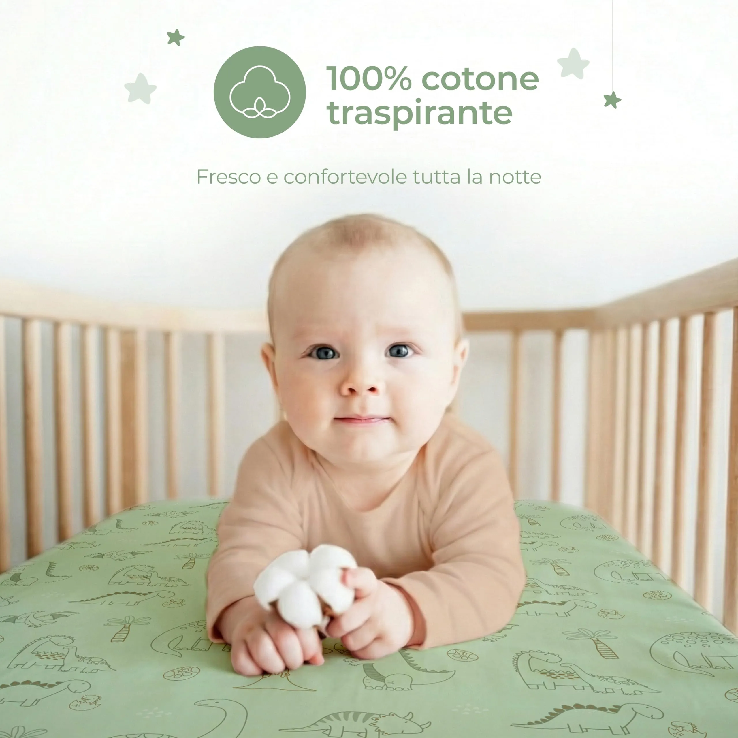 Dreamzie Set da 2 Lenzuola Culla 55x90 cm 100% Cotone - immagine 3