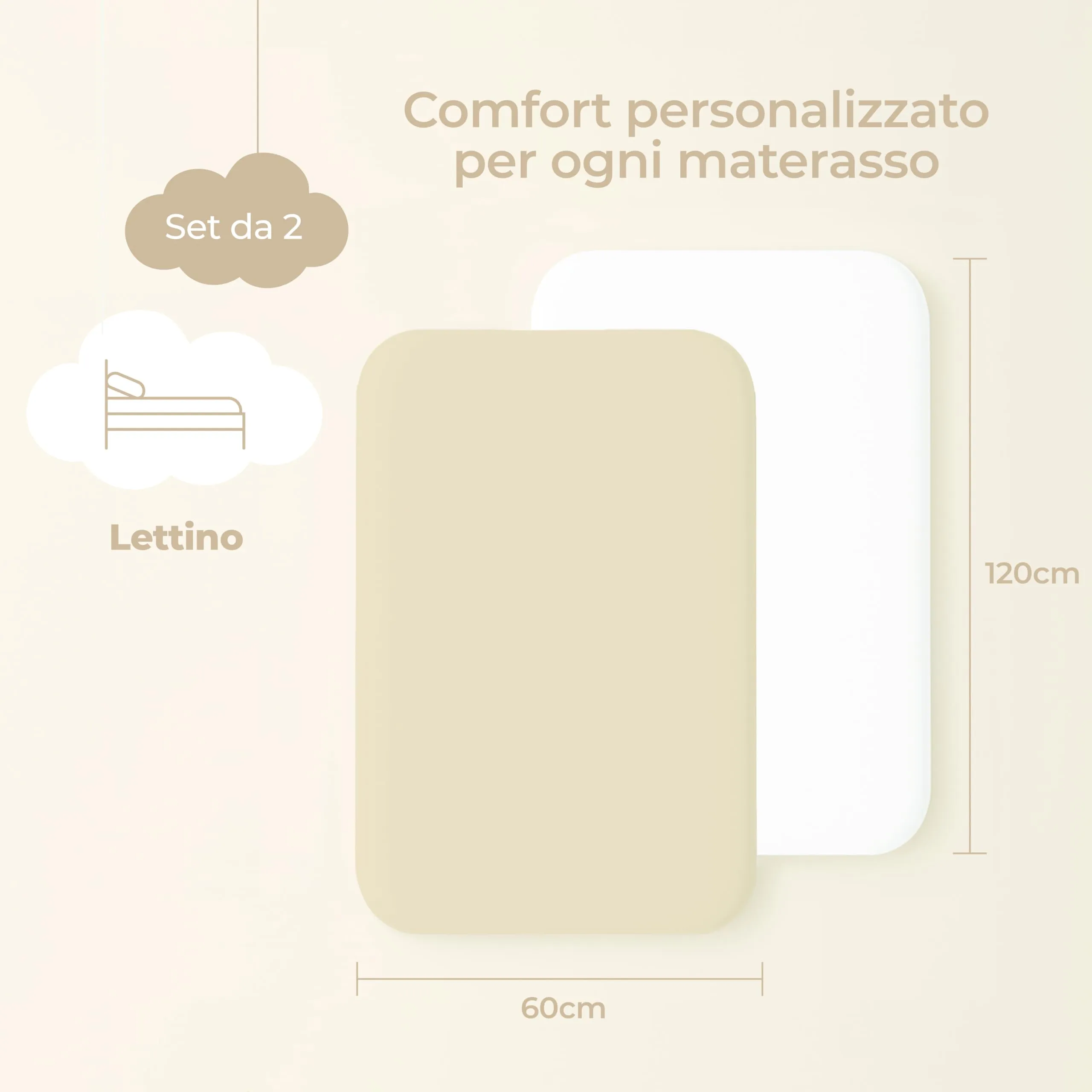Dreamzie Set da 2 Lenzuola Lettino 60x120 cm 100% Cotone - immagine 2