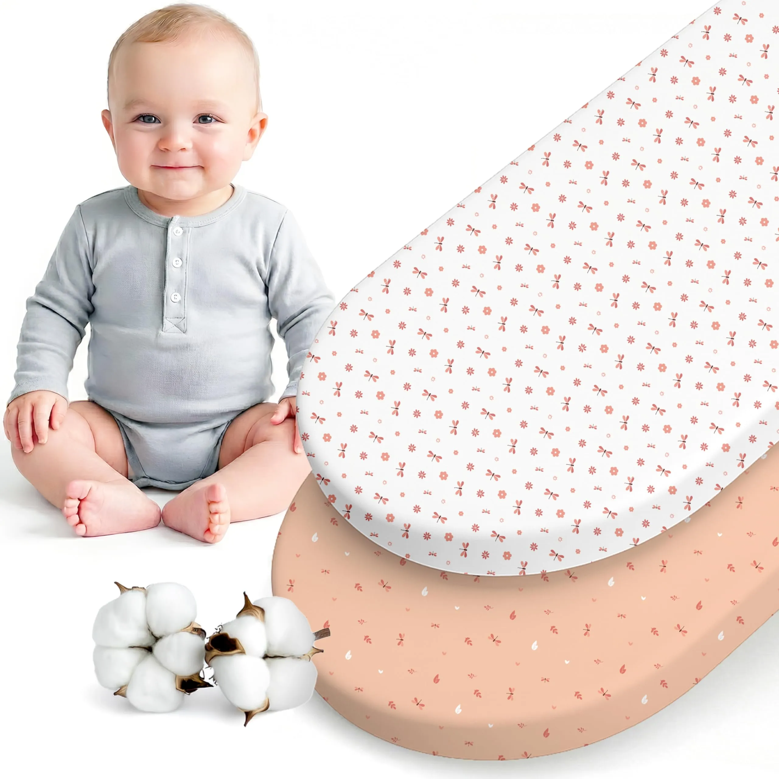 Dreamzie Set da 2 Lenzuola Culla 40x80 cm, 100% Cotone - immagine 1