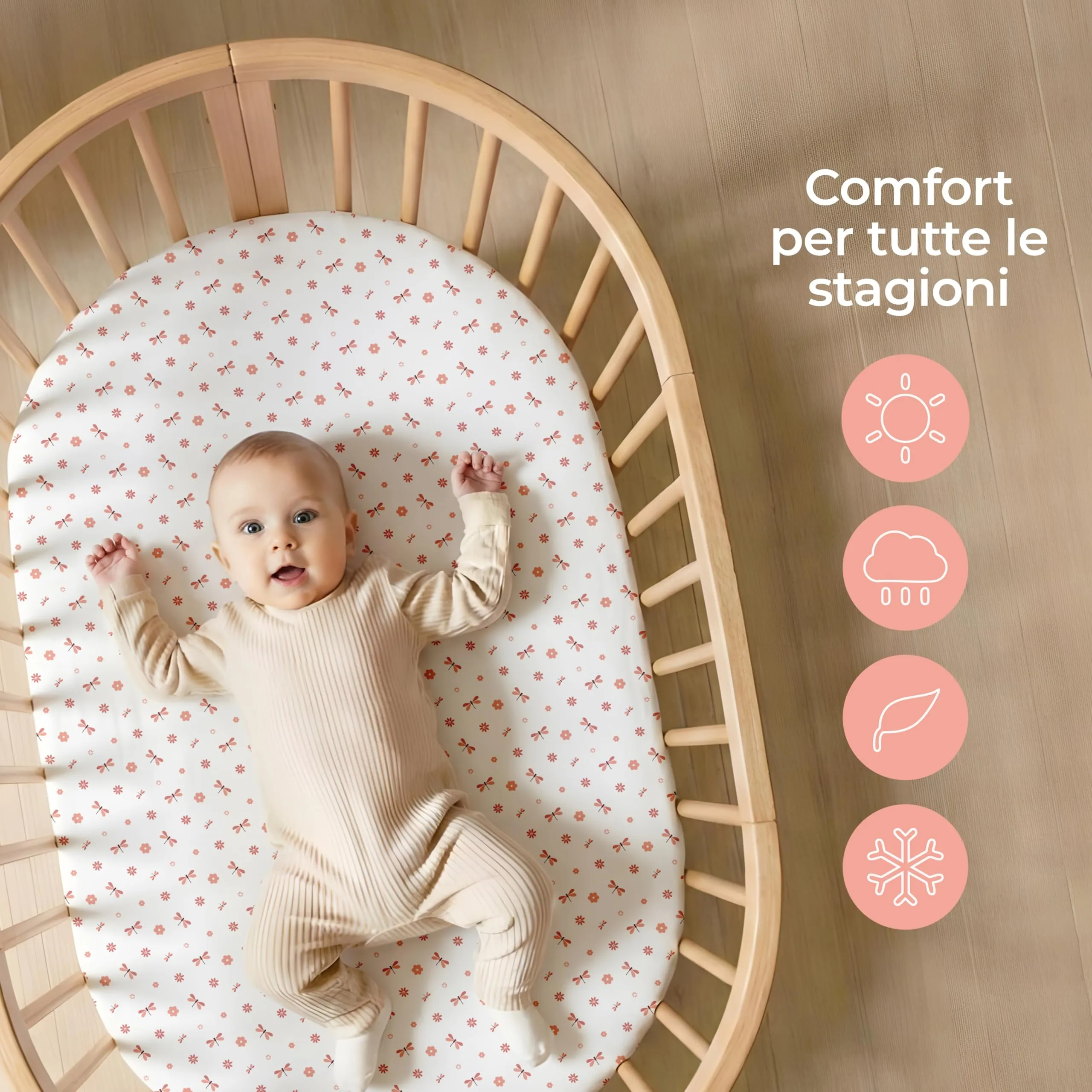 Dreamzie Set da 2 Lenzuola Culla 40x80 cm, 100% Cotone - immagine 4