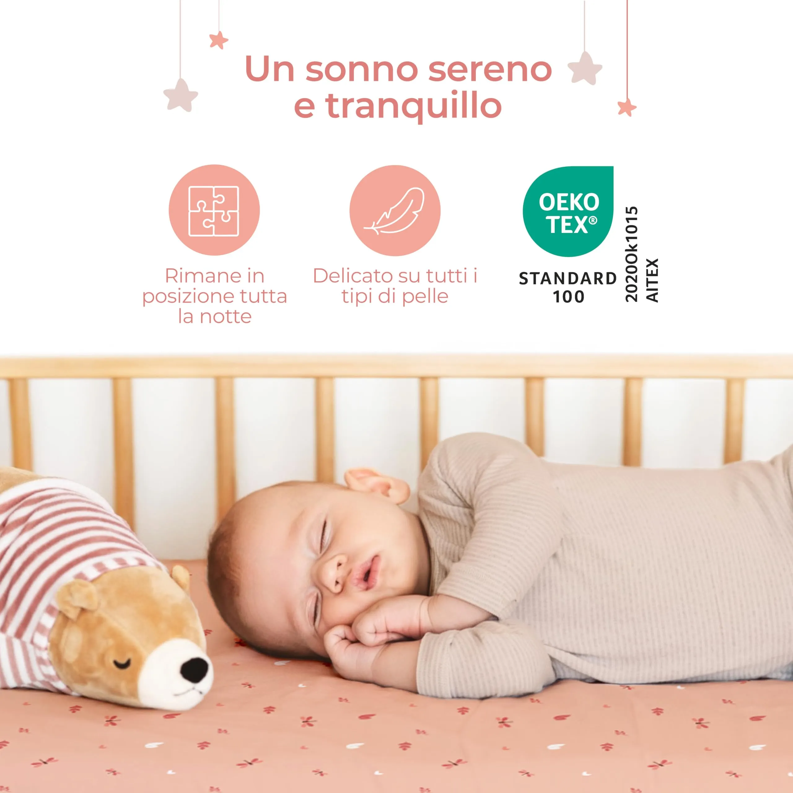 Dreamzie Set da 2 Lenzuola Culla 40x80 cm, 100% Cotone - immagine 5