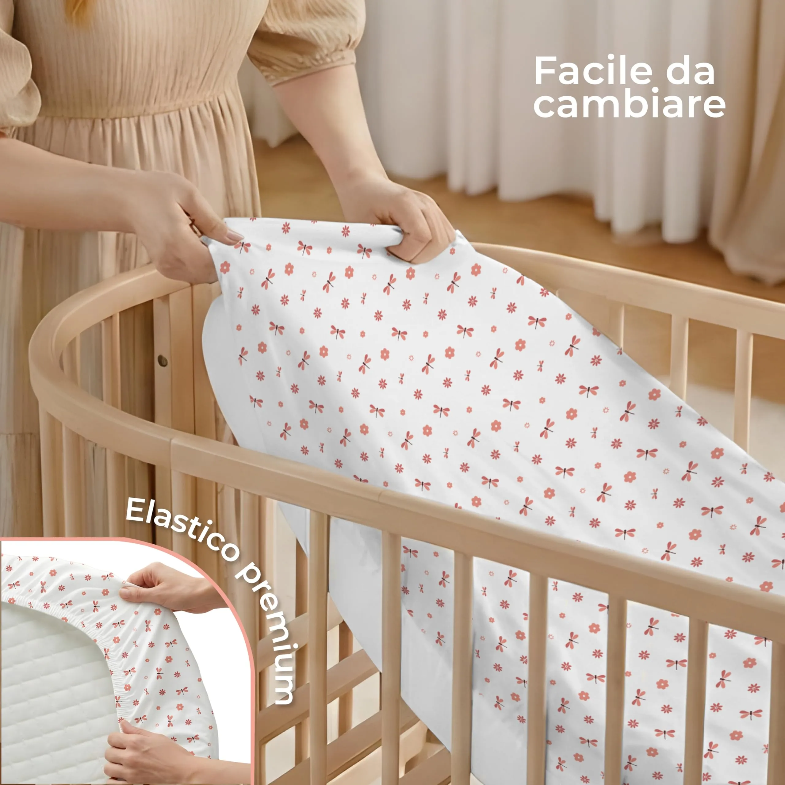 Dreamzie Set da 2 Lenzuola Culla 40x80 cm, 100% Cotone - immagine 6