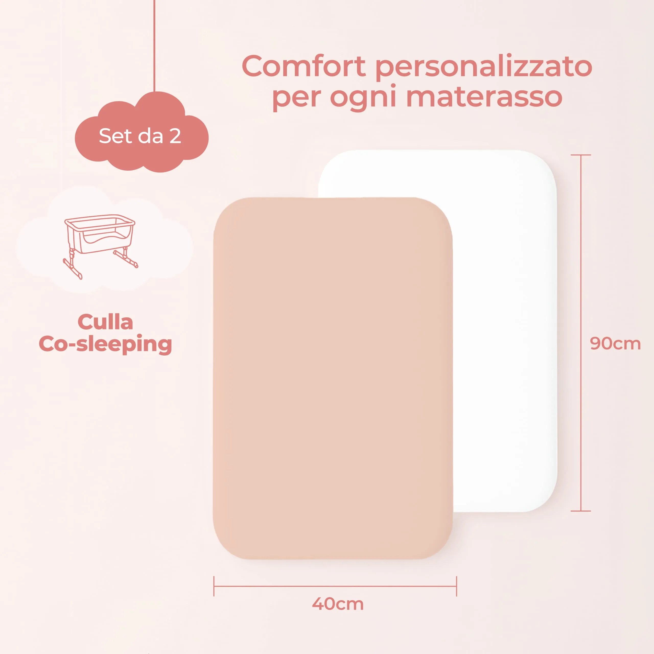 Dreamzie Set da 2 Lenzuola Culla 40x90 cm 100% Cotone - immagine 2