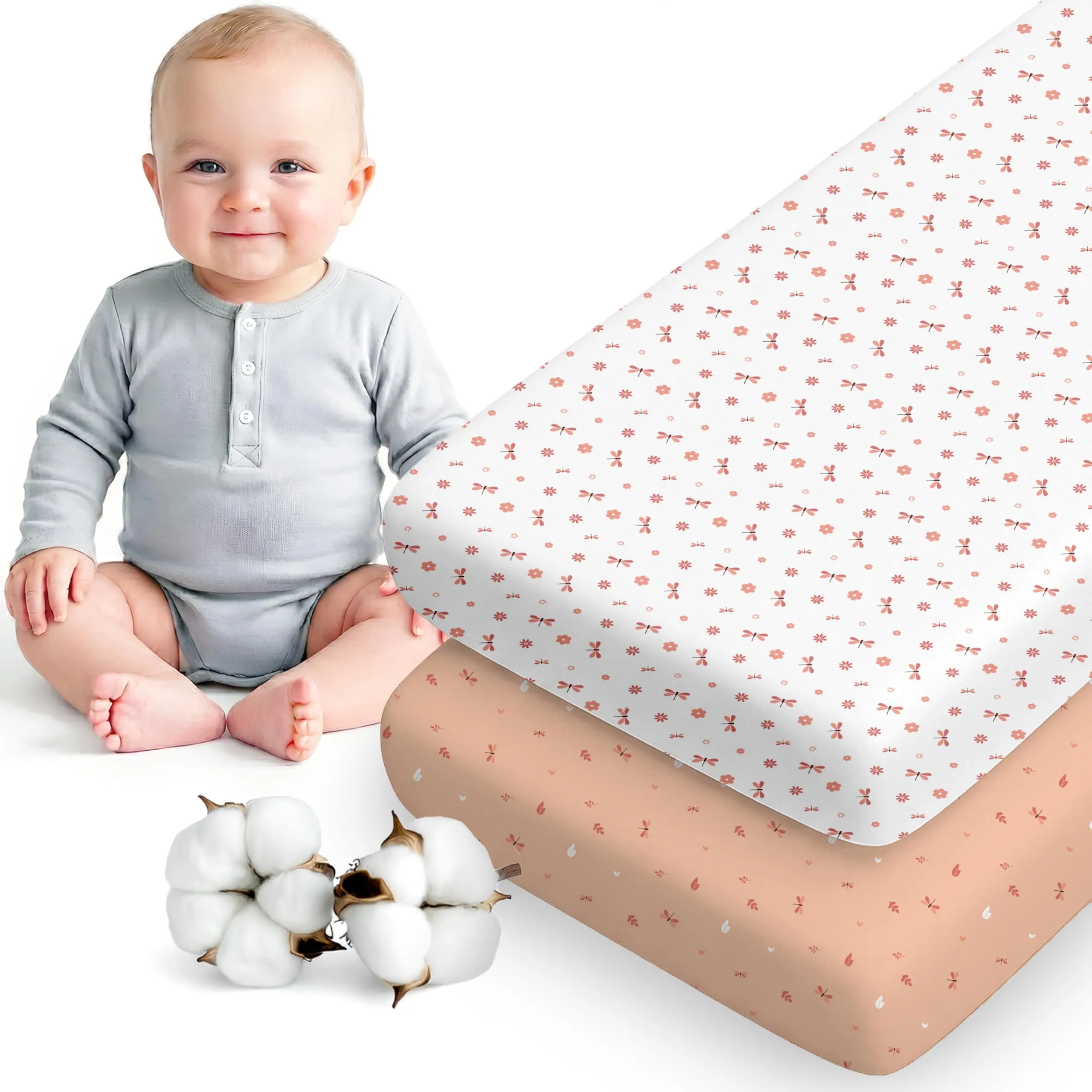 Dreamzie Set da 2 Lenzuola Culla 55x90 cm 100% Cotone - immagine 1