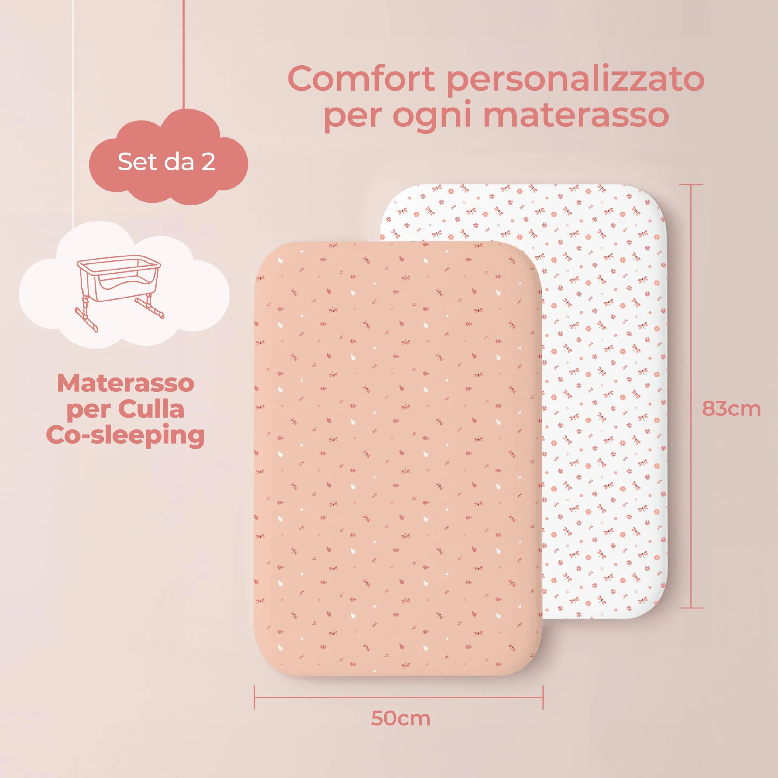 Dreamzie Set di 2 Lenzuola Culla 50x83 cm, 100% Cotone - immagine 2