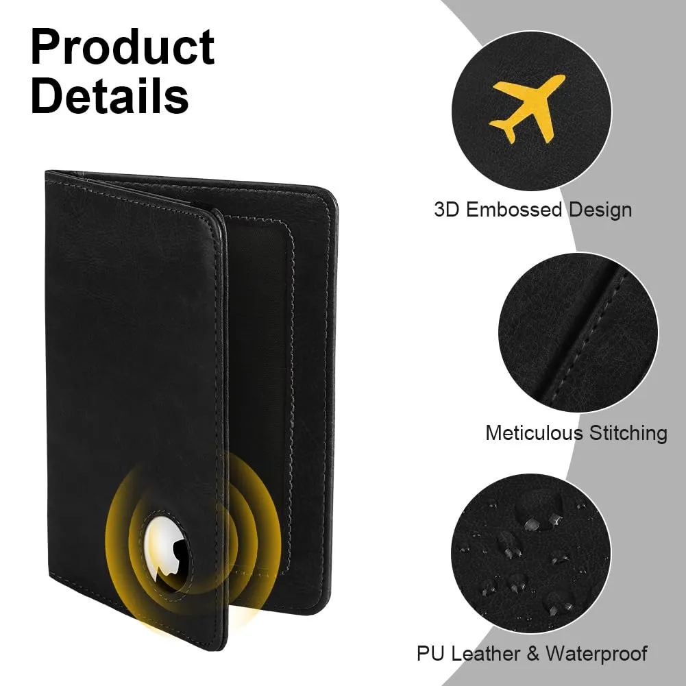AOOSU Custodia per Passaporto in Pelle con Slot AirTag e Protezione RFID (Nero) - immagine 4