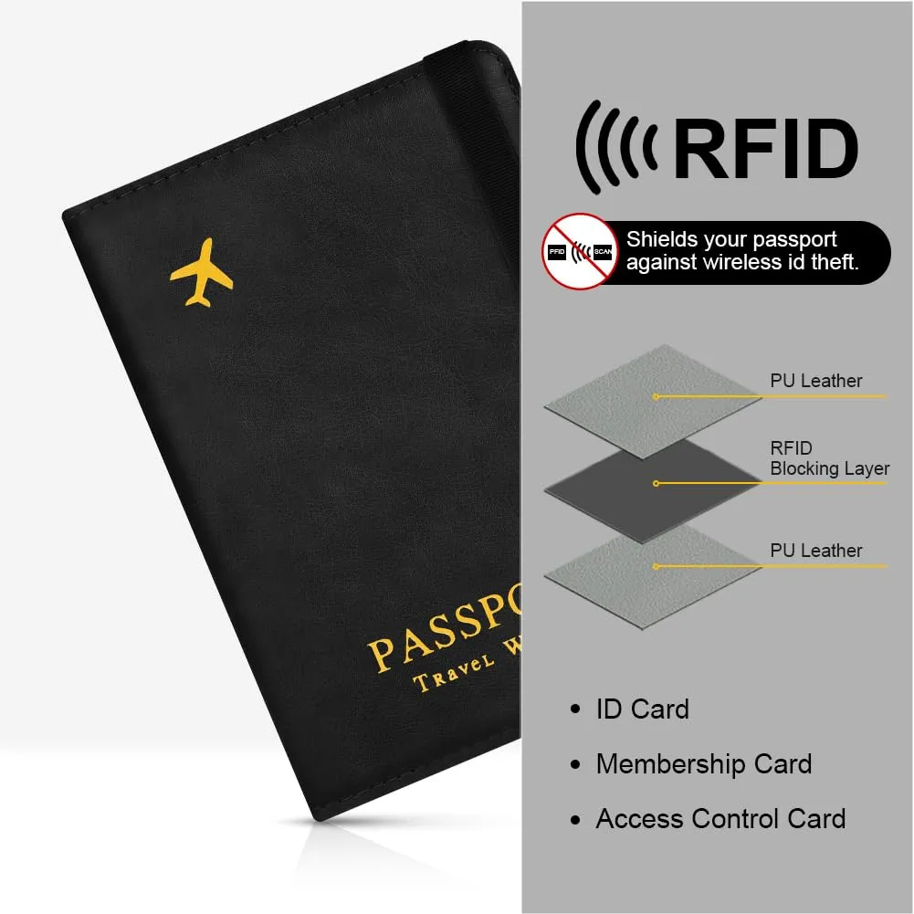 AOOSU Custodia per Passaporto in Pelle con Slot AirTag e Protezione RFID (Nero) - immagine 6