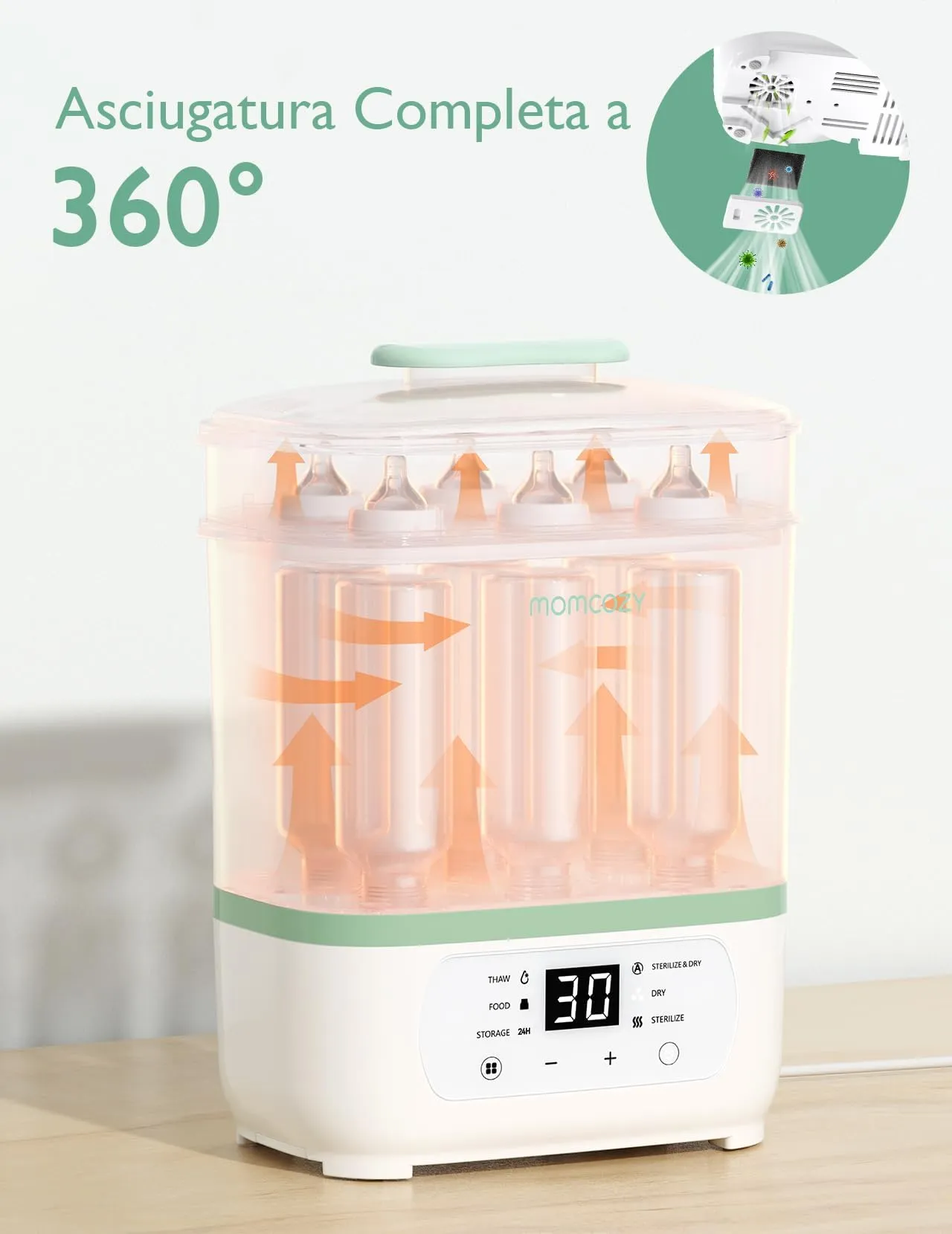 Momcozy Sterilizzatore Biberon Elettrico Multifunzione 8-in-1 a Vapore - immagine 2