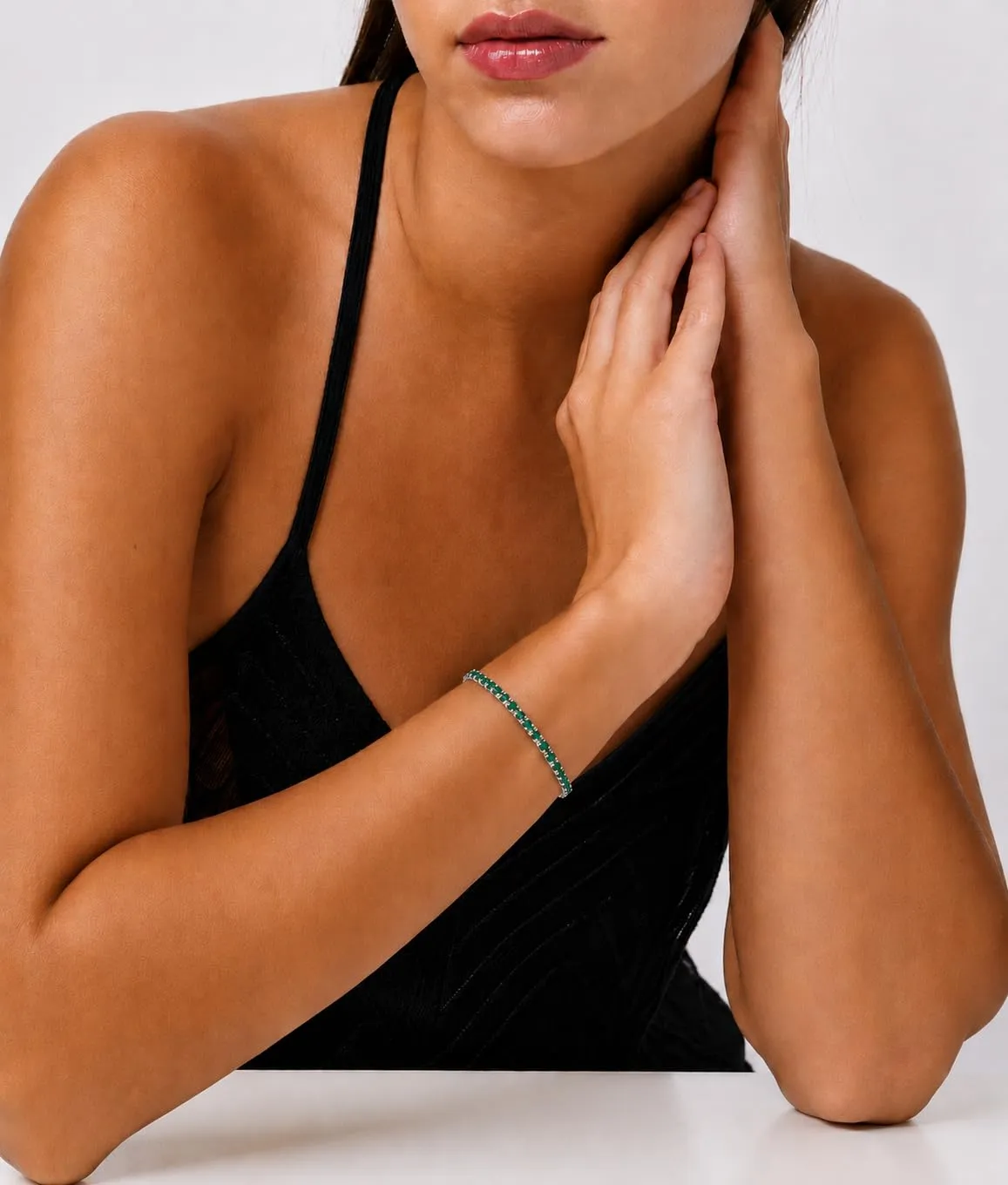 Dada Gioielli Bracciale Tennis Donna Zirconi 3 mm Acciaio Inossidabile 17+3 cm (Verde) - immagine 2