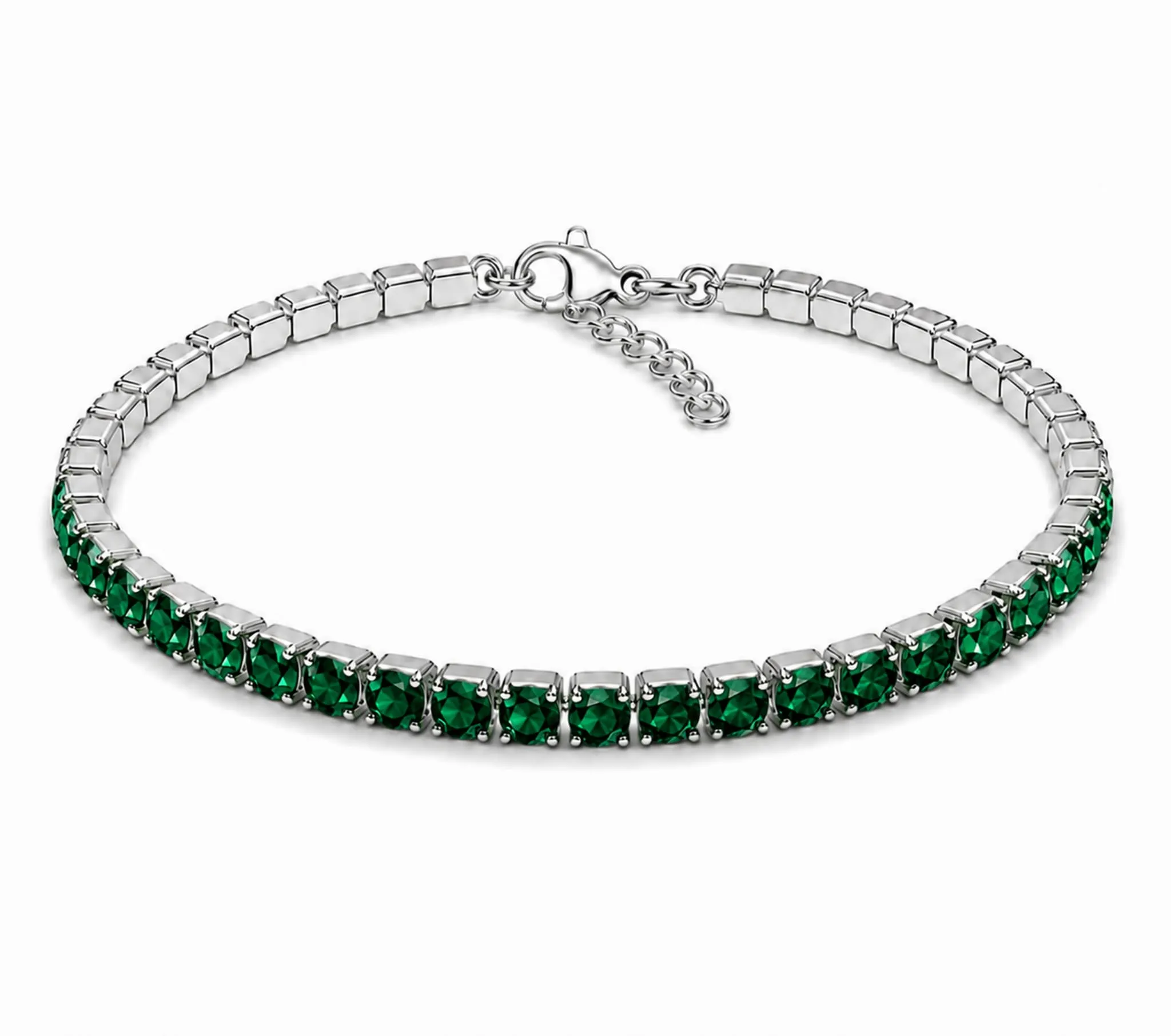 Dada Gioielli Bracciale Tennis Donna Zirconi 3 mm Acciaio Inossidabile 17+3 cm (Verde) - immagine 6