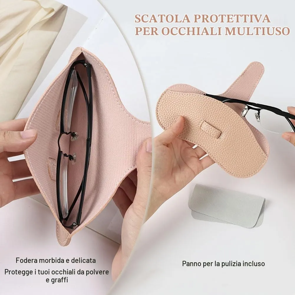 BUTBU Custodia Occhiali Morbida in Pelle PU, Rosa - immagine 5