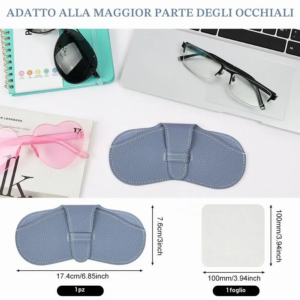BUTBU Custodia Occhiali Morbida in Pelle PU, Blu Reale - immagine 2