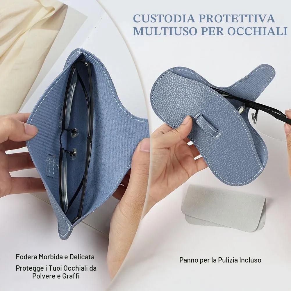 BUTBU Custodia Occhiali Morbida in Pelle PU, Blu Reale - immagine 5