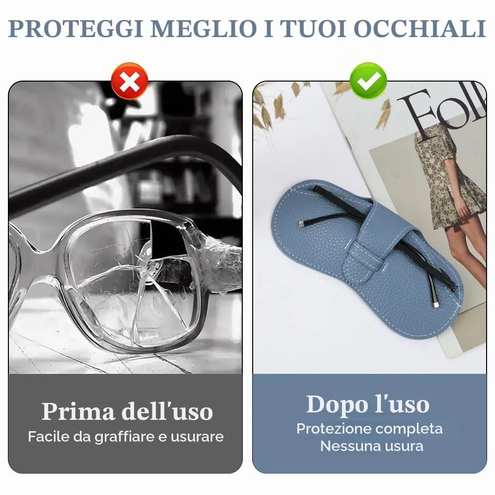 BUTBU Custodia Occhiali Morbida in Pelle PU, Blu Reale - immagine 6