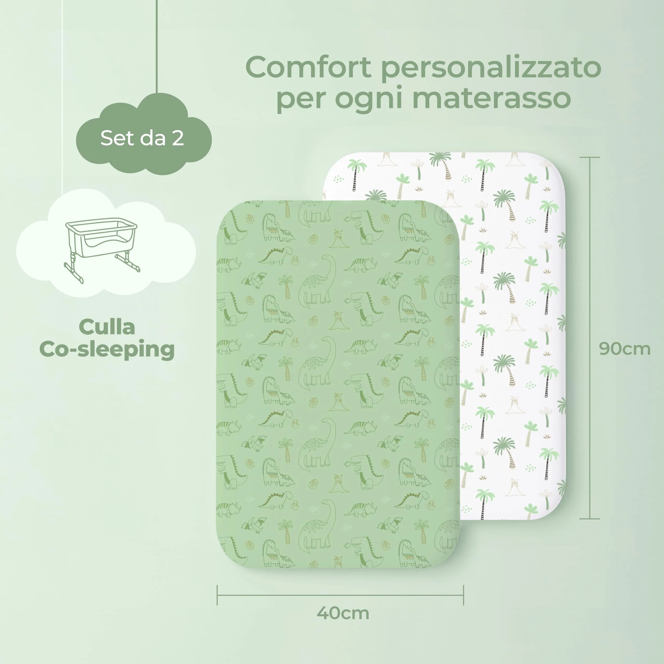 Dreamzie Set da 2 Lenzuola Culla 40x90 cm, 100% Cotone - immagine 2