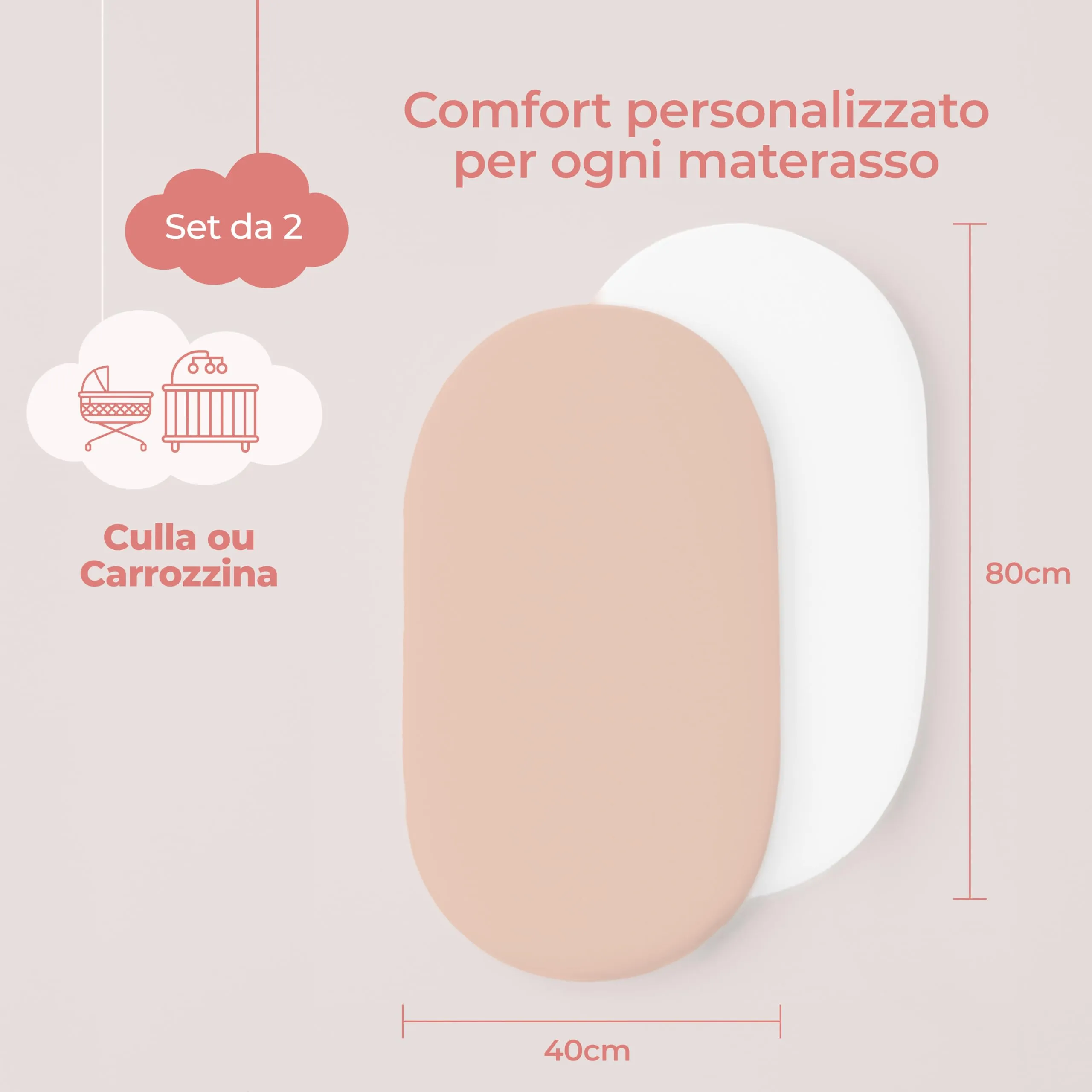 Dreamzie Set di 2 Lenzuola Culla 40x80 cm, 100% Cotone - immagine 2