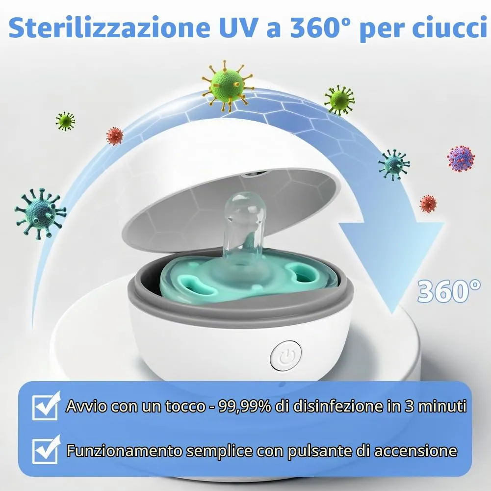 HOTUT Sterilizzatore Portatile per Ciuccio a Luce UV, Ricaricabile USB-C, Disinfettante da Viaggio - immagine 4