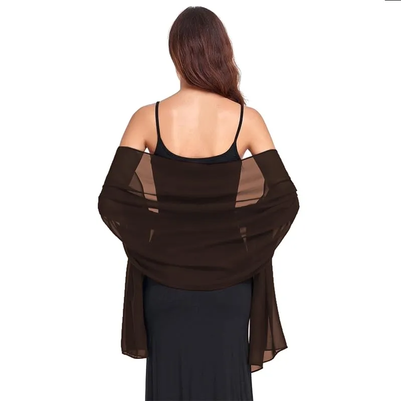 Van Der Rich Stola in Mussola di Seta Foulard Scialle Leggero Donna - Chocolato - immagine 1
