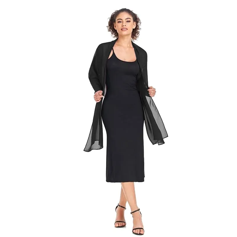 Van Der Rich Stola in Mussola di Seta Foulard Scialle Leggero Donna Nero - immagine 2