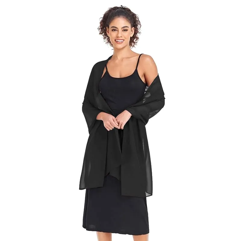 Van Der Rich Stola in Mussola di Seta Foulard Scialle Leggero Donna Nero - immagine 4