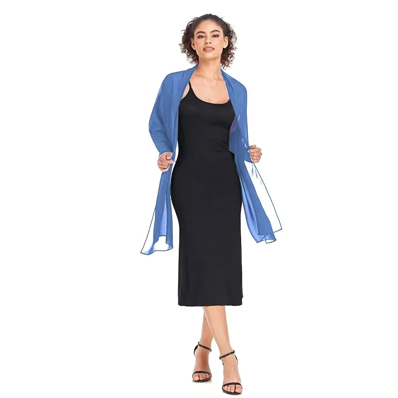 Van Der Rich Stola in Mussola di Seta Foulard Scialle Leggero Donna Jeans Chiaro - immagine 2