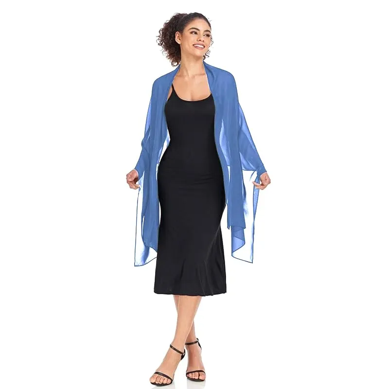Van Der Rich Stola in Mussola di Seta Foulard Scialle Leggero Donna Jeans Chiaro - immagine 3