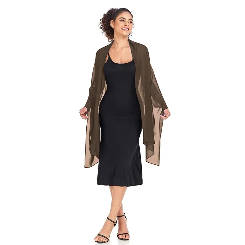 Van Der Rich Stola in Mussola di Seta Foulard Scialle Leggero Donna - 9-Taupe - immagine 3