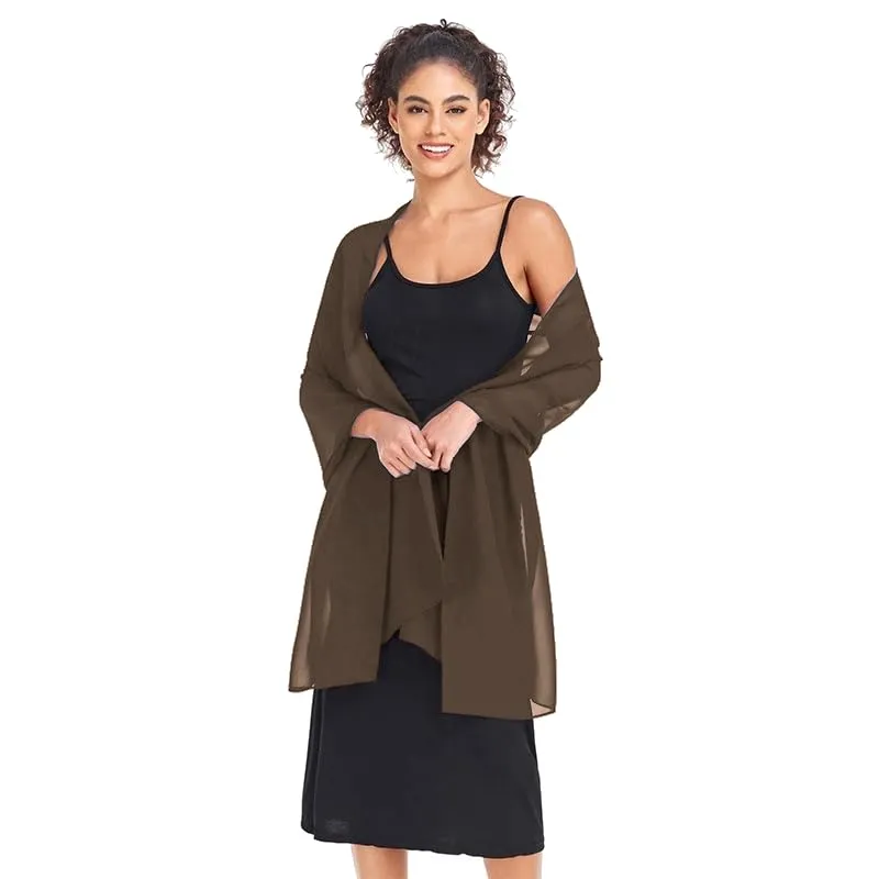 Van Der Rich Stola in Mussola di Seta Foulard Scialle Leggero Donna - 9-Taupe - immagine 4