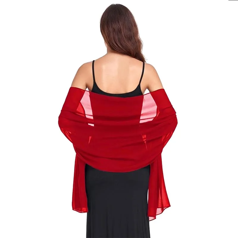 Van Der Rich Stola in Mussola di Seta Foulard Scialle Leggero Donna - Rosso - immagine 1