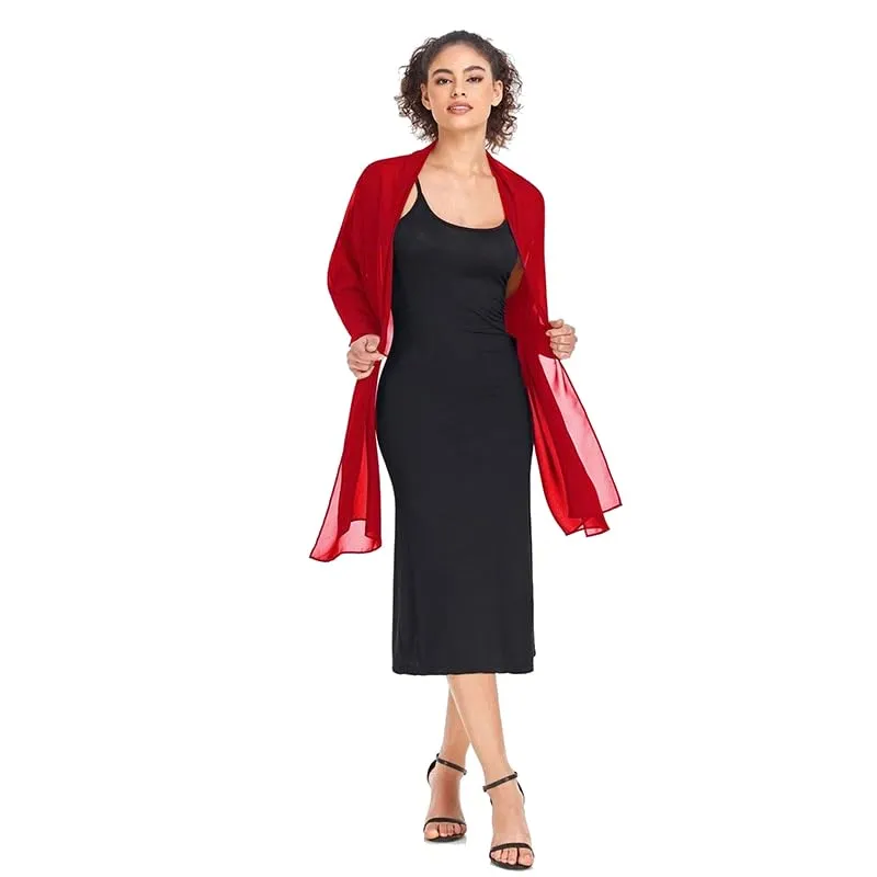 Van Der Rich Stola in Mussola di Seta Foulard Scialle Leggero Donna - Rosso - immagine 2