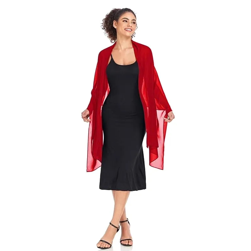 Van Der Rich Stola in Mussola di Seta Foulard Scialle Leggero Donna - Rosso - immagine 3
