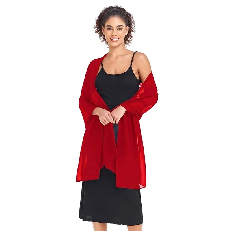 Van Der Rich Stola in Mussola di Seta Foulard Scialle Leggero Donna - Rosso - immagine 4