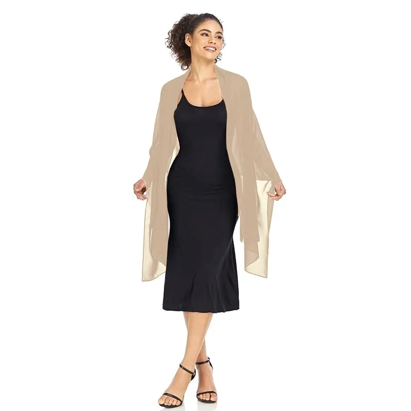 Van Der Rich Stola in Mussola di Seta Foulard Scialle Leggero Donna - Cammello - immagine 3