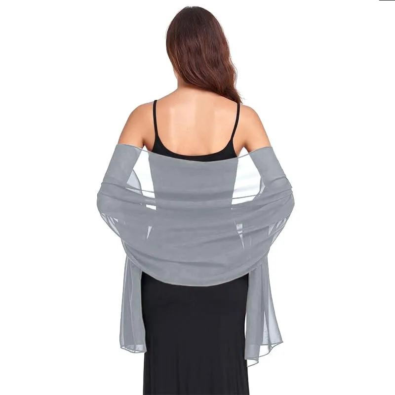 Van Der Rich Stola in Mussola di Seta Foulard Scialle Leggero Donna - Grigio Chiaro - immagine 1