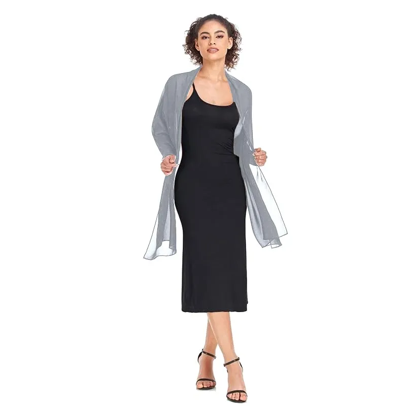 Van Der Rich Stola in Mussola di Seta Foulard Scialle Leggero Donna - Grigio Chiaro - immagine 2