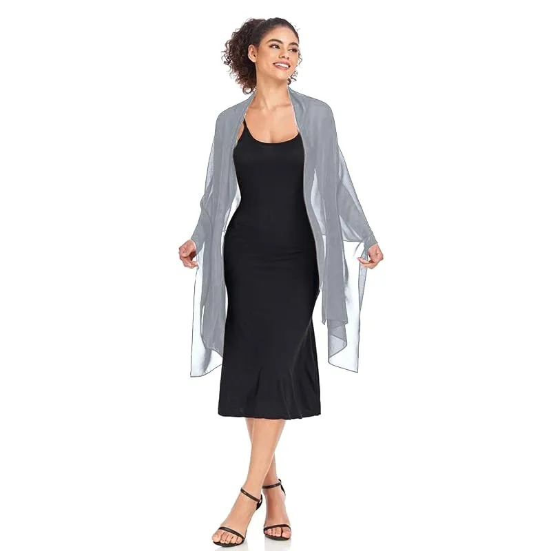 Van Der Rich Stola in Mussola di Seta Foulard Scialle Leggero Donna - Grigio Chiaro - immagine 3