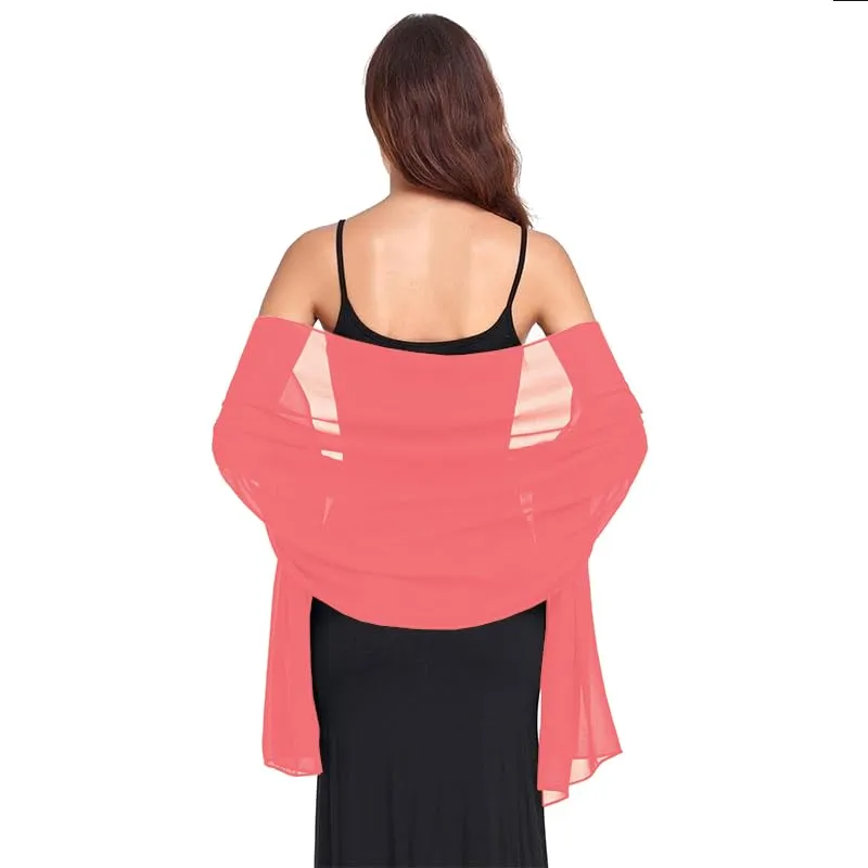 Van Der Rich Stola in Mussola di Seta Foulard Scialle Leggero Donna Corallo - immagine 1