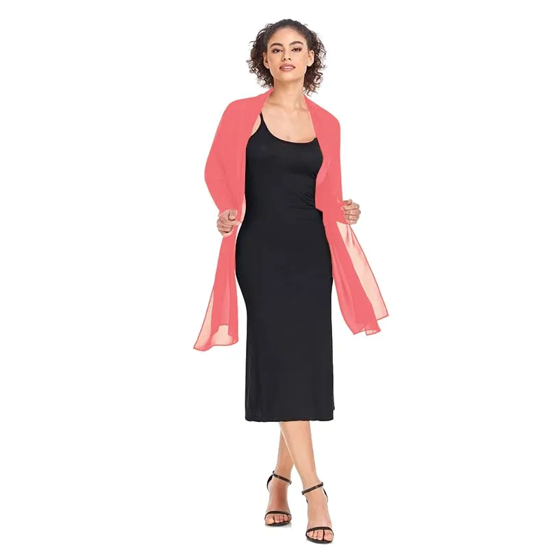 Van Der Rich Stola in Mussola di Seta Foulard Scialle Leggero Donna Corallo - immagine 2