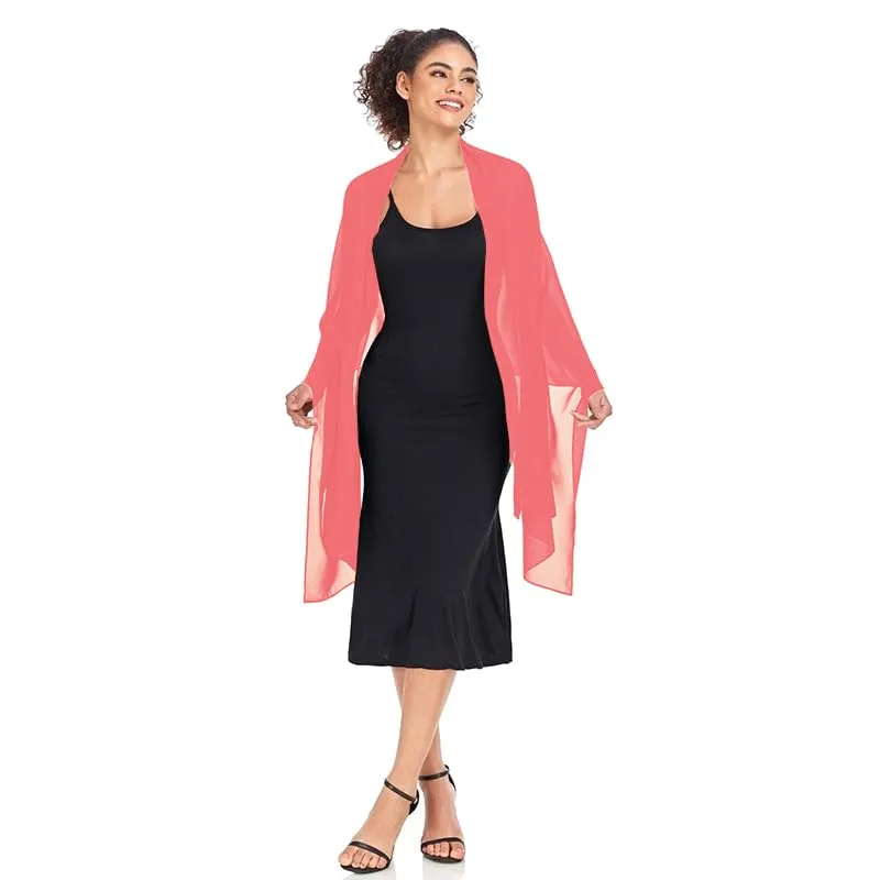 Van Der Rich Stola in Mussola di Seta Foulard Scialle Leggero Donna Corallo - immagine 3
