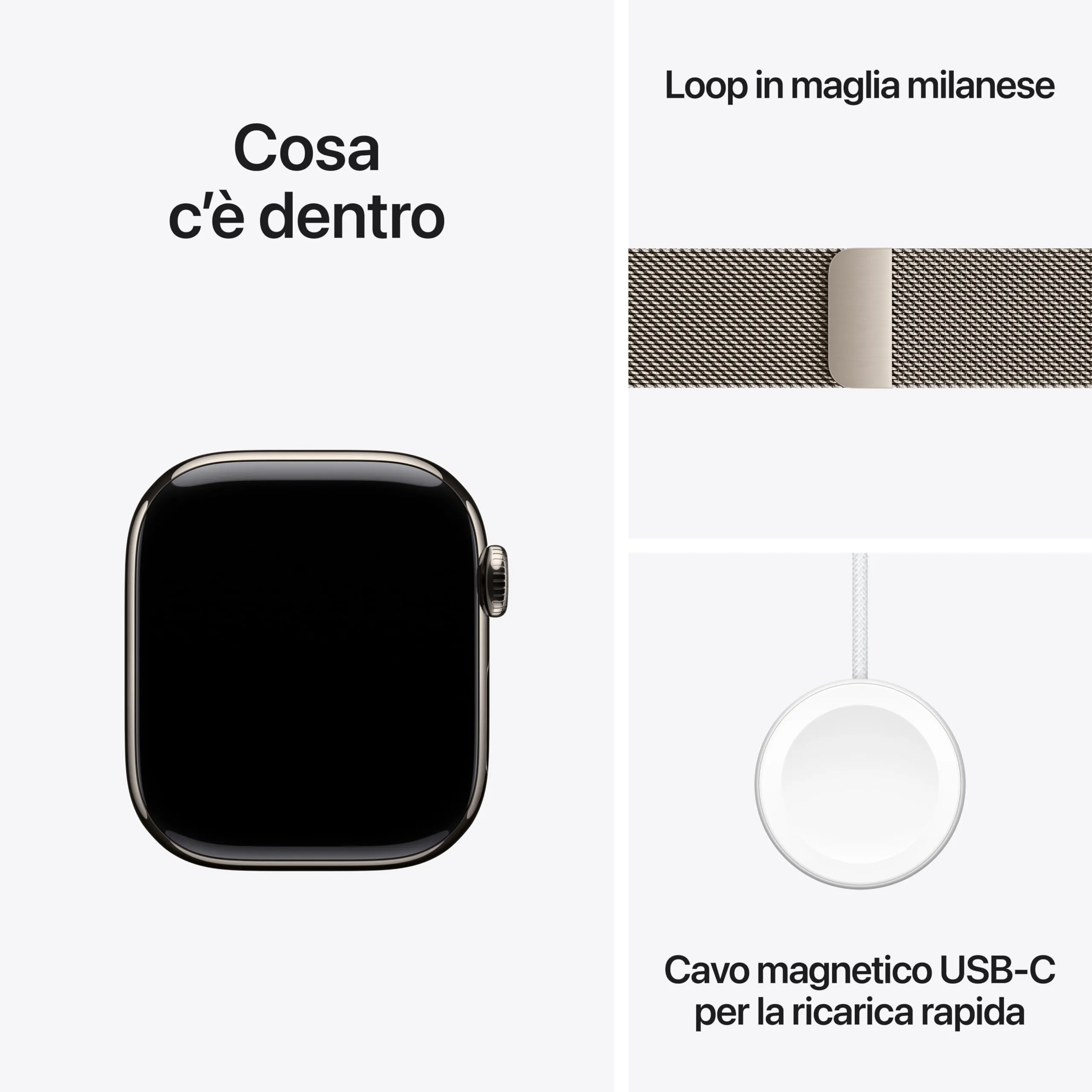 Apple Watch Series 11 GPS + Cellular, Cassa 42 mm, Titanio naturale con Loop in maglia milanese naturale - immagine 6