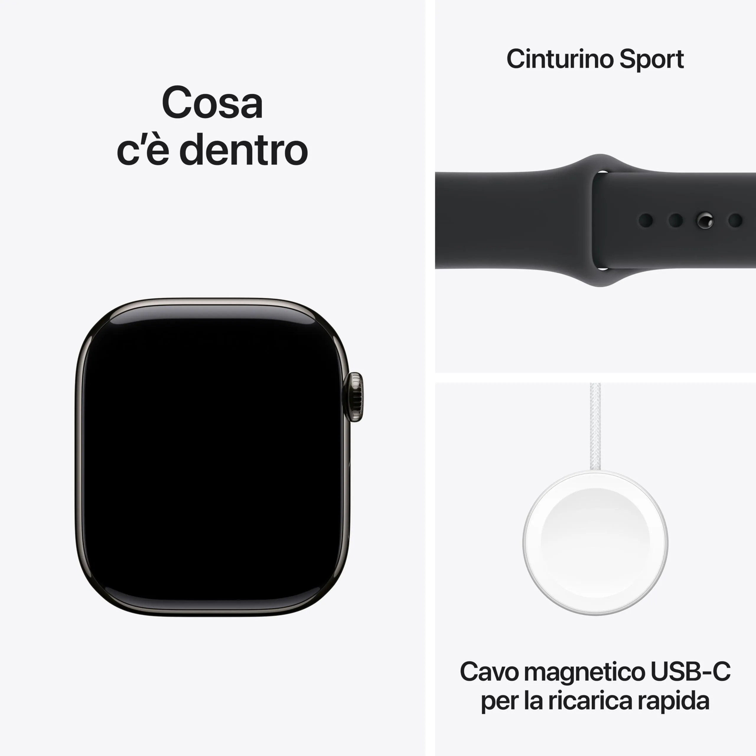 Apple Watch Series 11 GPS + Cellular, Cassa 46 mm, Titanio Ardesia, Cinturino Sport Nero - S/M - immagine 6