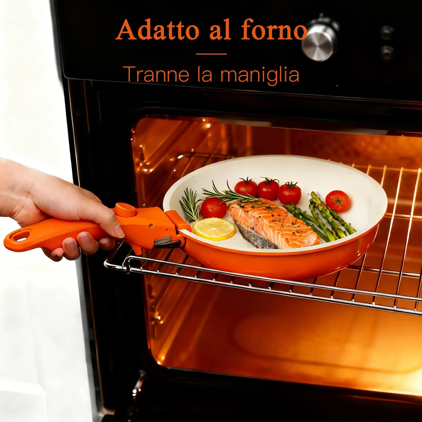 GiPP Set di Padelle Antiaderenti Compatibile Induzione, 5 Pezzi, Arancione - immagine 4