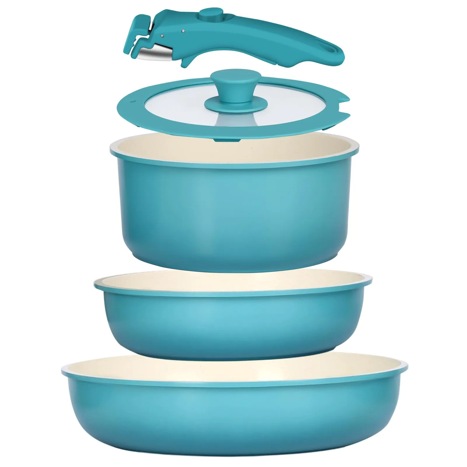 GiPP Set di Padelle Antiaderente 5 Pezzi, Compatibile Induzione, Blu - immagine 1