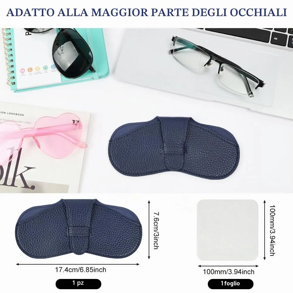 BUTBU Custodia Occhiali Morbida in Pelle PU, Blu Scuro - immagine 2