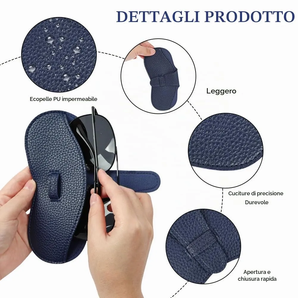 BUTBU Custodia Occhiali Morbida in Pelle PU, Blu Scuro - immagine 3