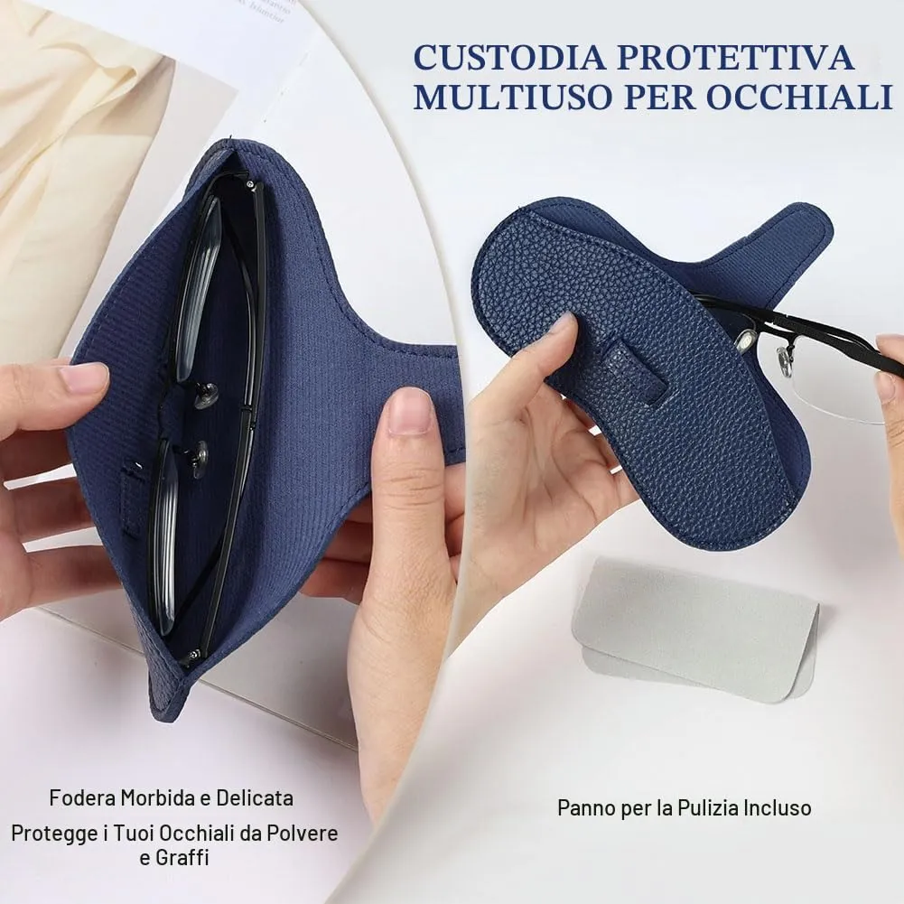 BUTBU Custodia Occhiali Morbida in Pelle PU, Blu Scuro - immagine 5